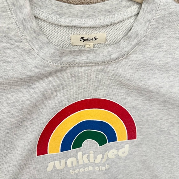 Madewell Sunkissed Beach Club Rainbow Lightweight Spring Sweatshirt - Light Grey - Picture 4 of 15